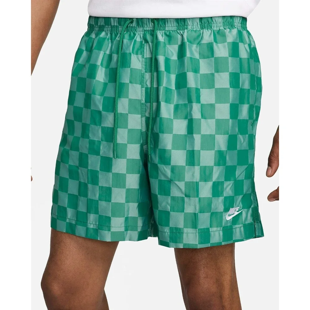 Nike Men's Club Flow Checkered Nylon Shorts Malachite Green‎ Size S FN3098-365